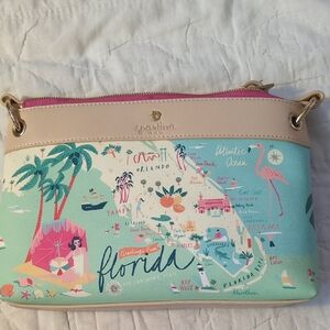 Spartina 449 Florida Map Crossbody Bag - Pink and Blue